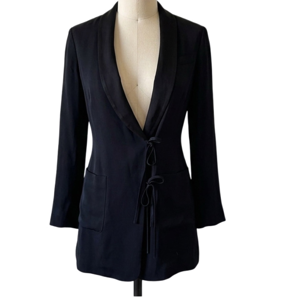 A.L.C Black Blazer With Double Tie Front Closure, Size US 2.